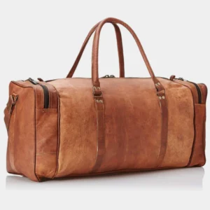 Luxury Brown Leather Travel Duffle – Spacious & Airline-Friendly